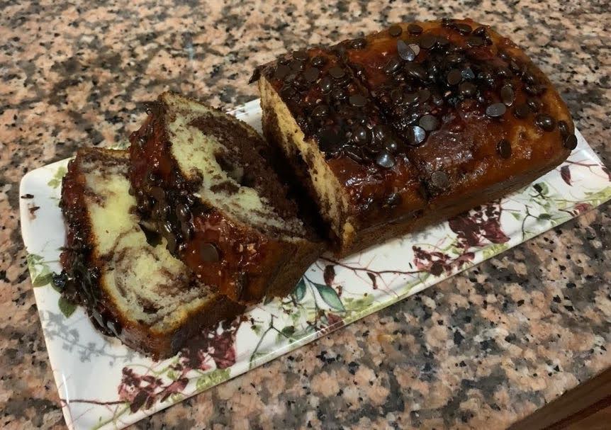 Zebra Marble Cake with Salted Caramel